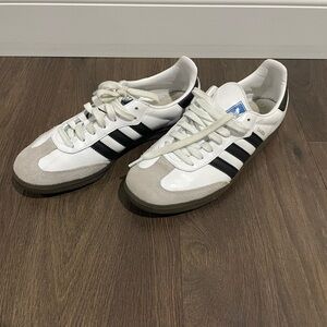 Adidas Sambas White and Gray Sneakers with Black Stripes